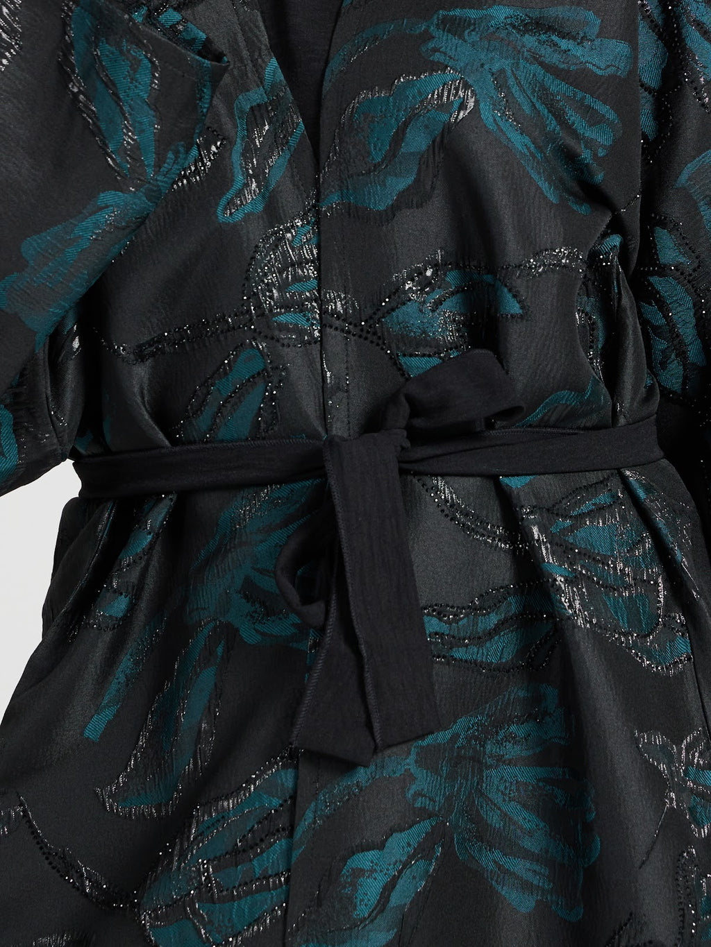 Luxury Jacquard Floral Abaya in Emerald Green and Black