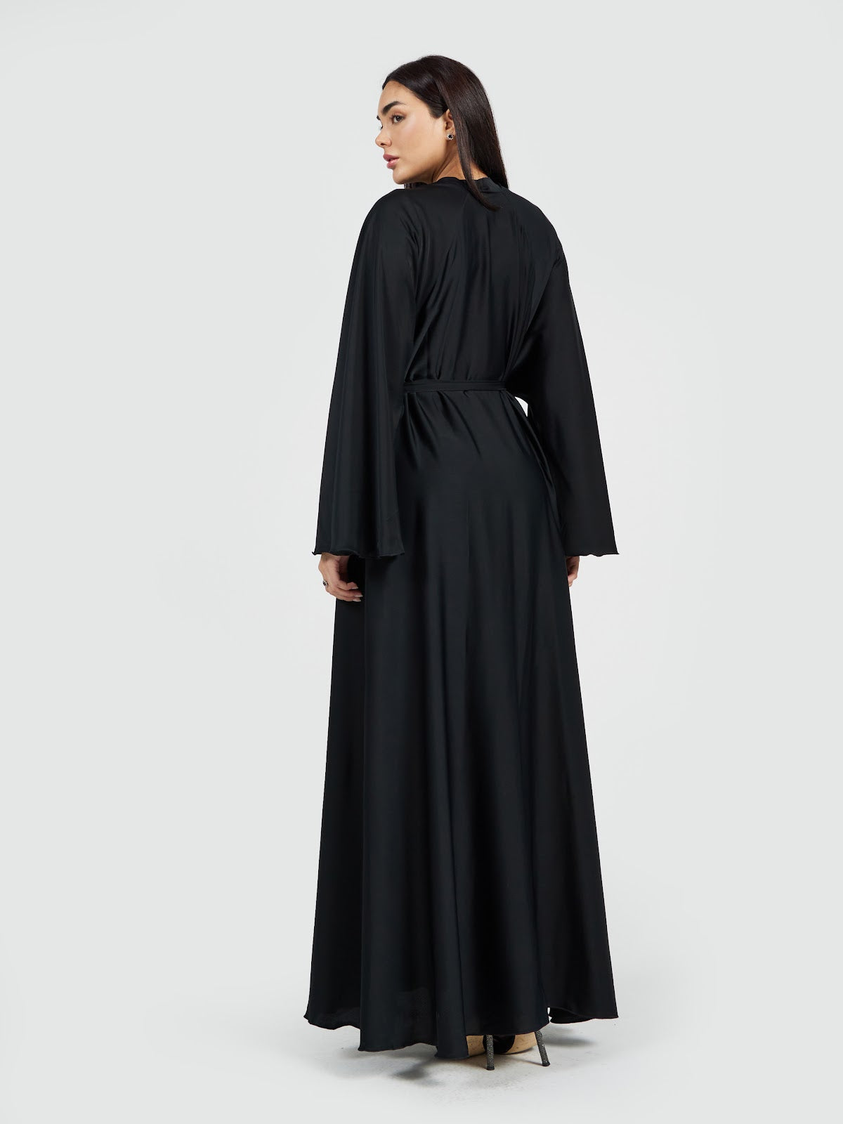 Classic Black Satin Silk Abaya - Essential Modest Formal Outerwear
