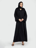 Black Kimono Abaya with Sequined Floral Accents