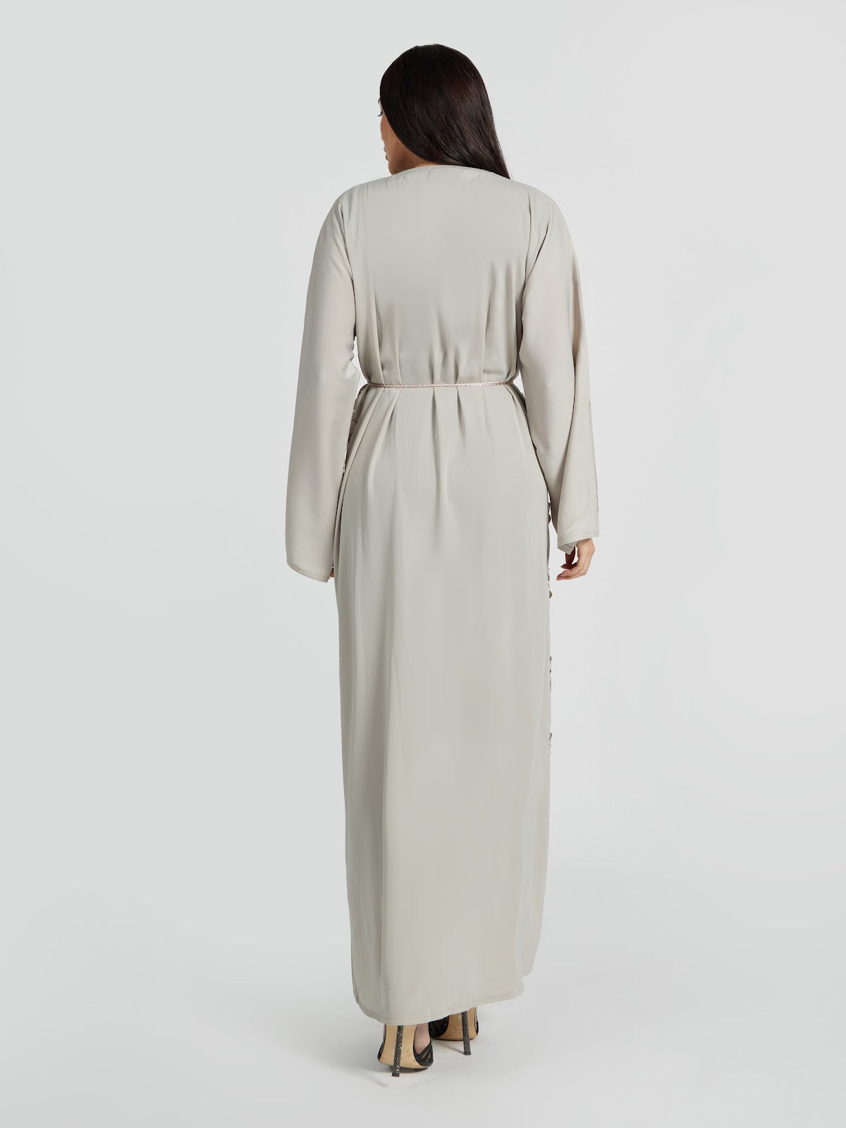 Light Beige Cut-Work Floral Abaya - Contemporary Modest Outerwear