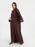 Chocolate Brown Hand-Beaded Modest Abaya