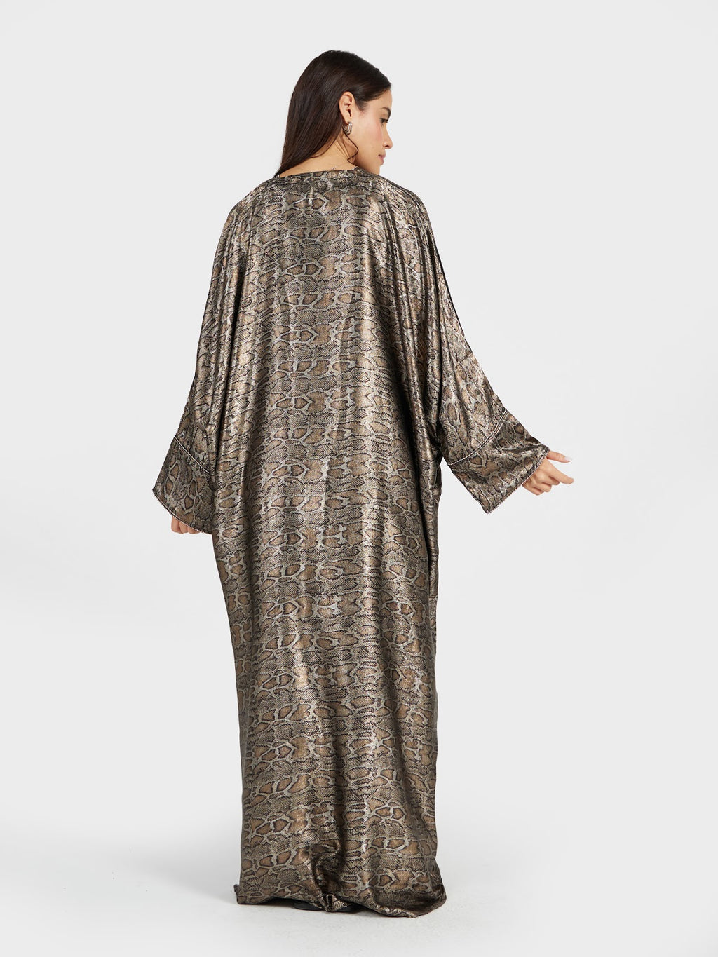 Metallic Bronze Snakeskin Pattern Kaftan Abaya