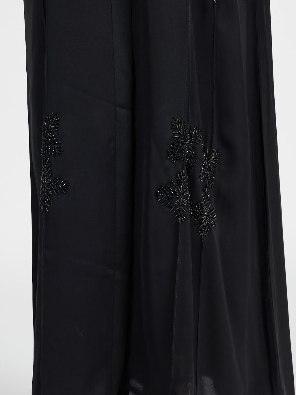 Black Kimono Abaya with Sequined Floral Accents
