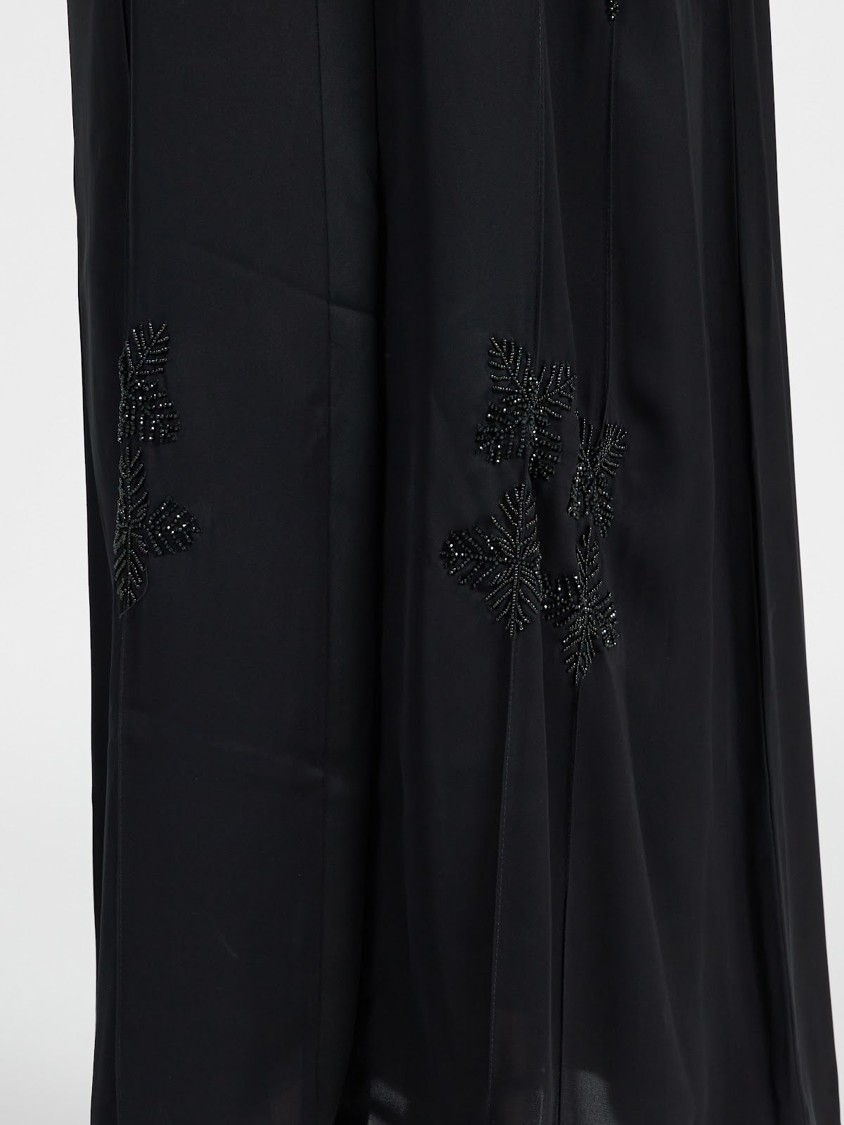 Black Kimono Abaya with Sequined Floral Accents