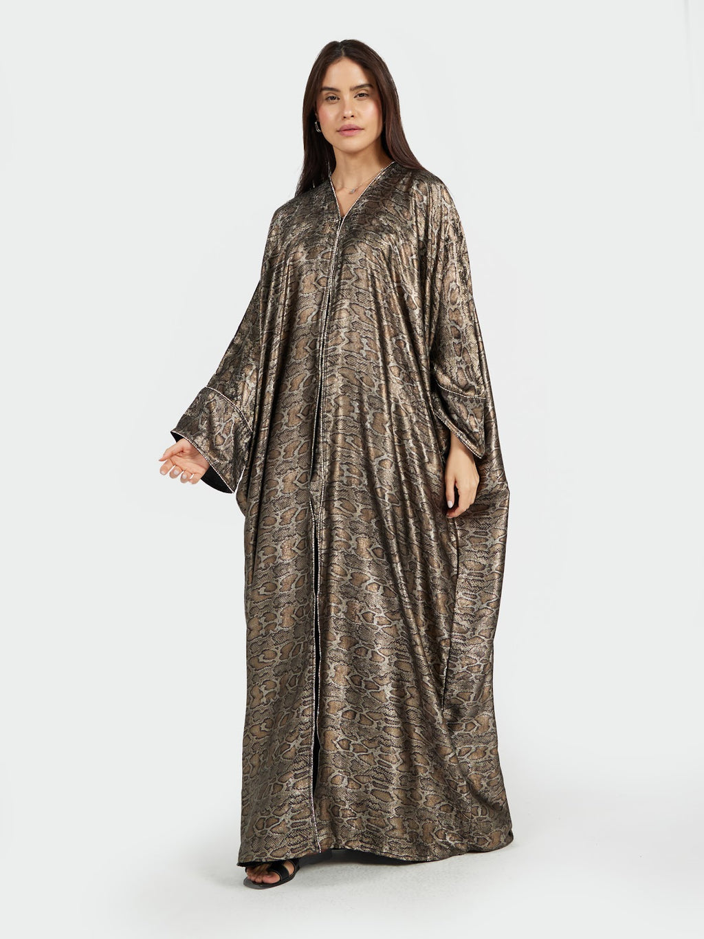 Metallic Bronze Snakeskin Pattern Kaftan Abaya