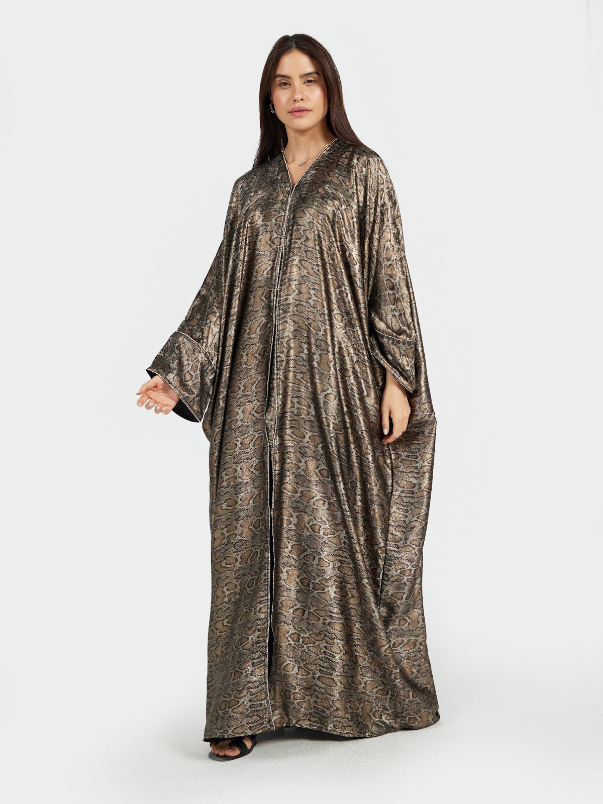 Metallic Bronze Snakeskin Pattern Kaftan Abaya