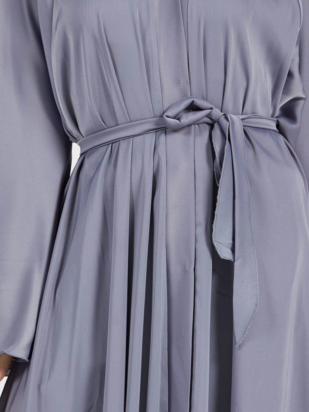 Steel Gray Satin Silk Abaya - Modern Minimalist Modest Wrap