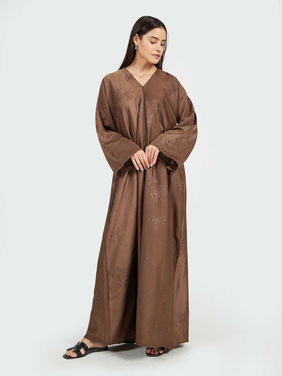 Textured Chocolate Brown Modest Kaftan Abaya