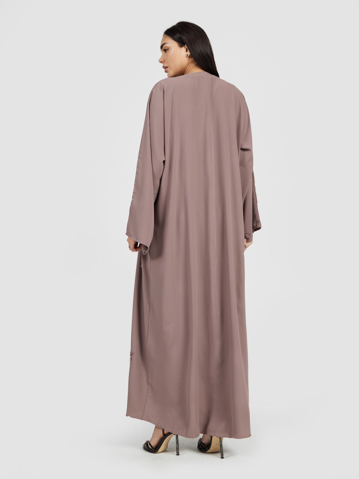Women's Dusty Rose 3D Floral Applique Abaya - Modest Fashion