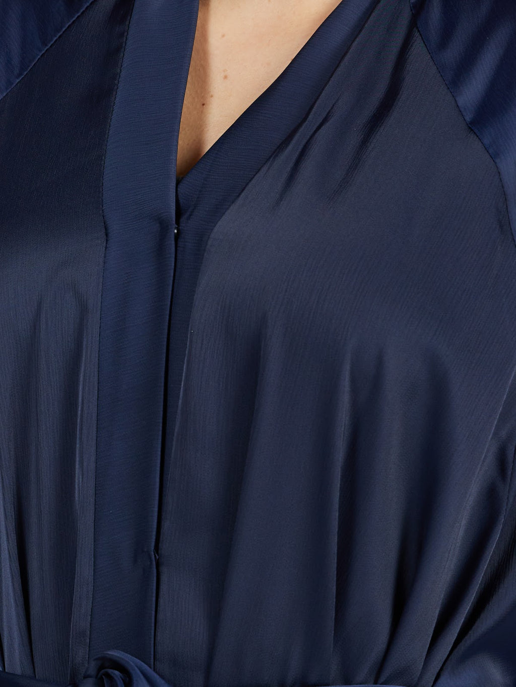 Royal Navy Blue Satin Abaya - Elegant Belted Evening Wrap Gown