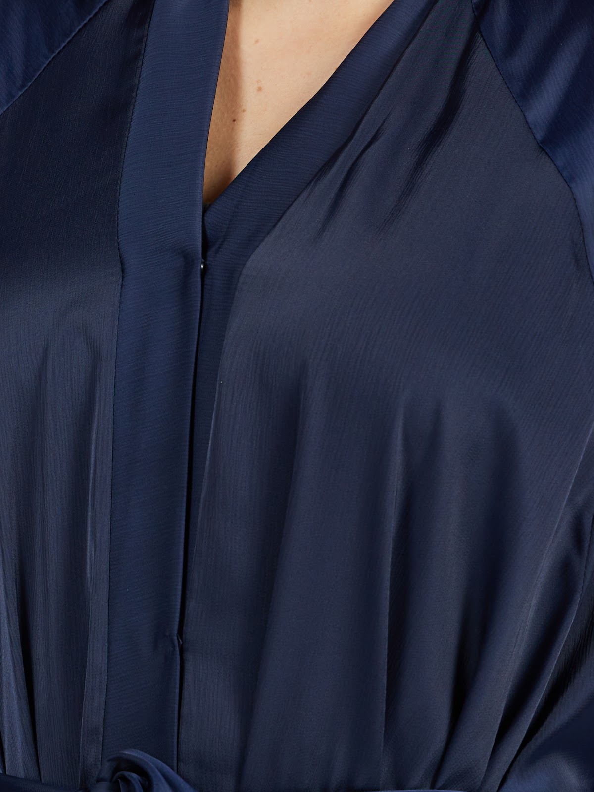 Royal Navy Blue Satin Abaya - Elegant Belted Evening Wrap Gown