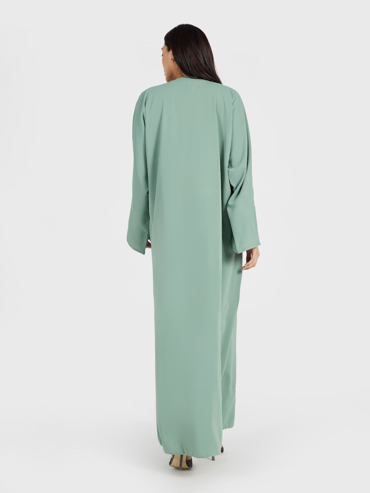 Mint Green Pastel Abaya with 3D Embellishments and Matching Scarf