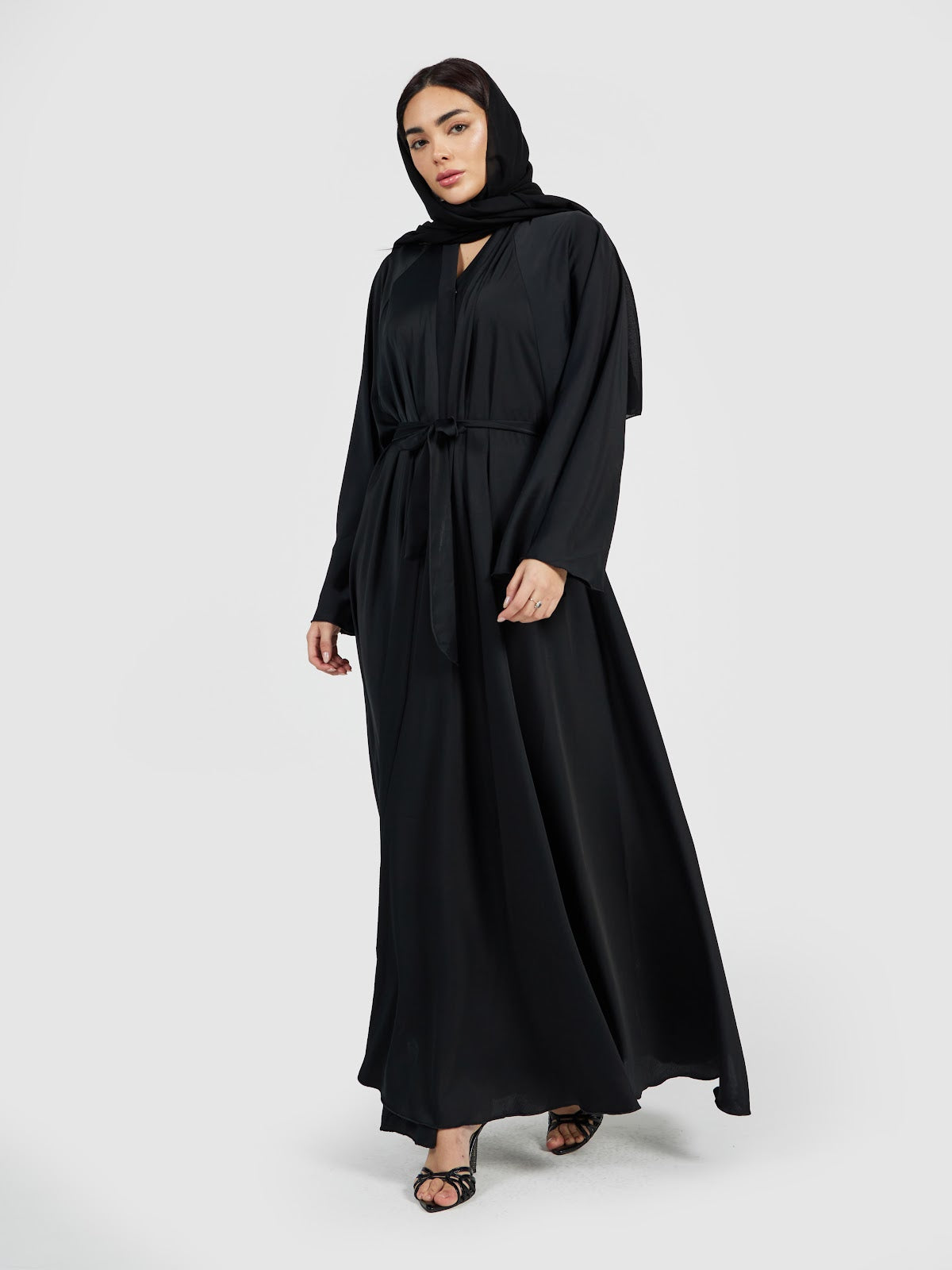 Classic Black Satin Silk Abaya - Essential Modest Formal Outerwear