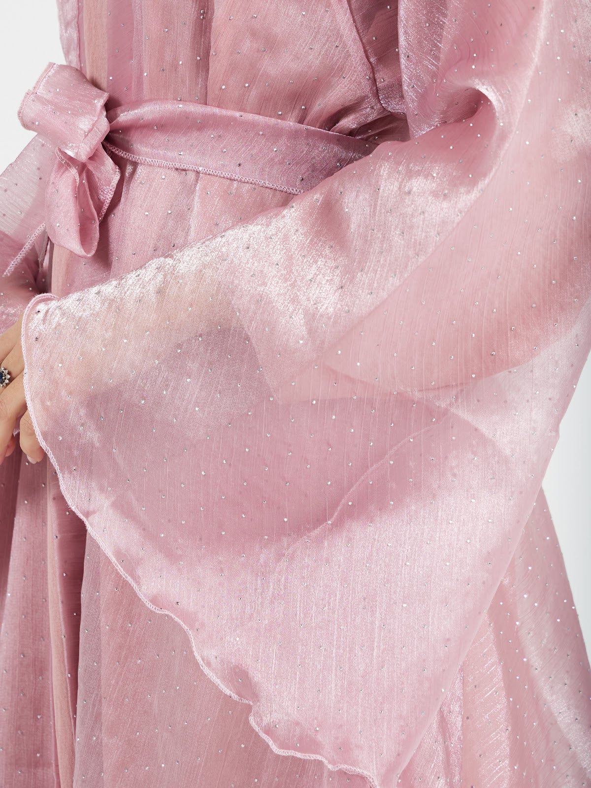 Rose Pink Metallic Shimmer Party Wear Abaya