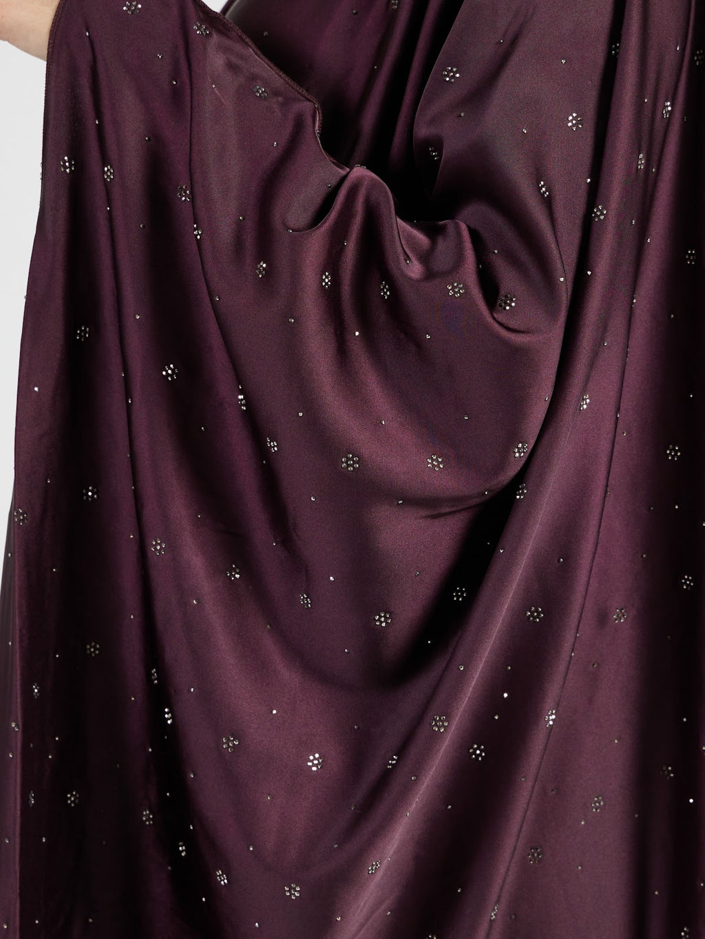 Women's Plum Purple Crystal Sprinkled Abaya - Soft Modest Drape