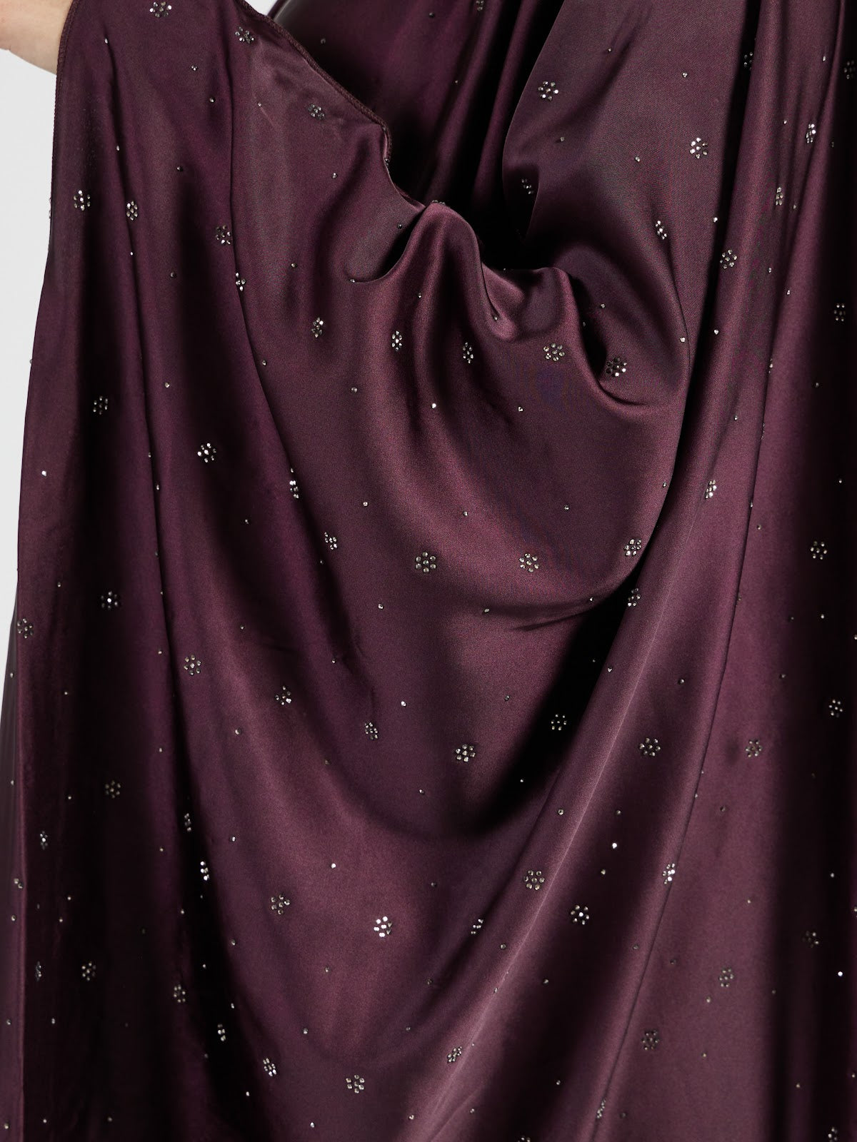Women's Plum Purple Crystal Sprinkled Abaya - Soft Modest Drape