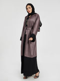 Women's Metallic Shimmer Abaya with Contrast Hem