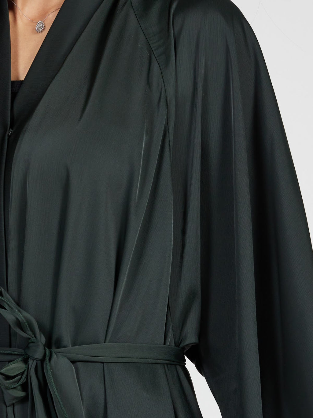 Luxury Forest Green Satin Silk Abaya - Minimalist Elegant Modest Gown