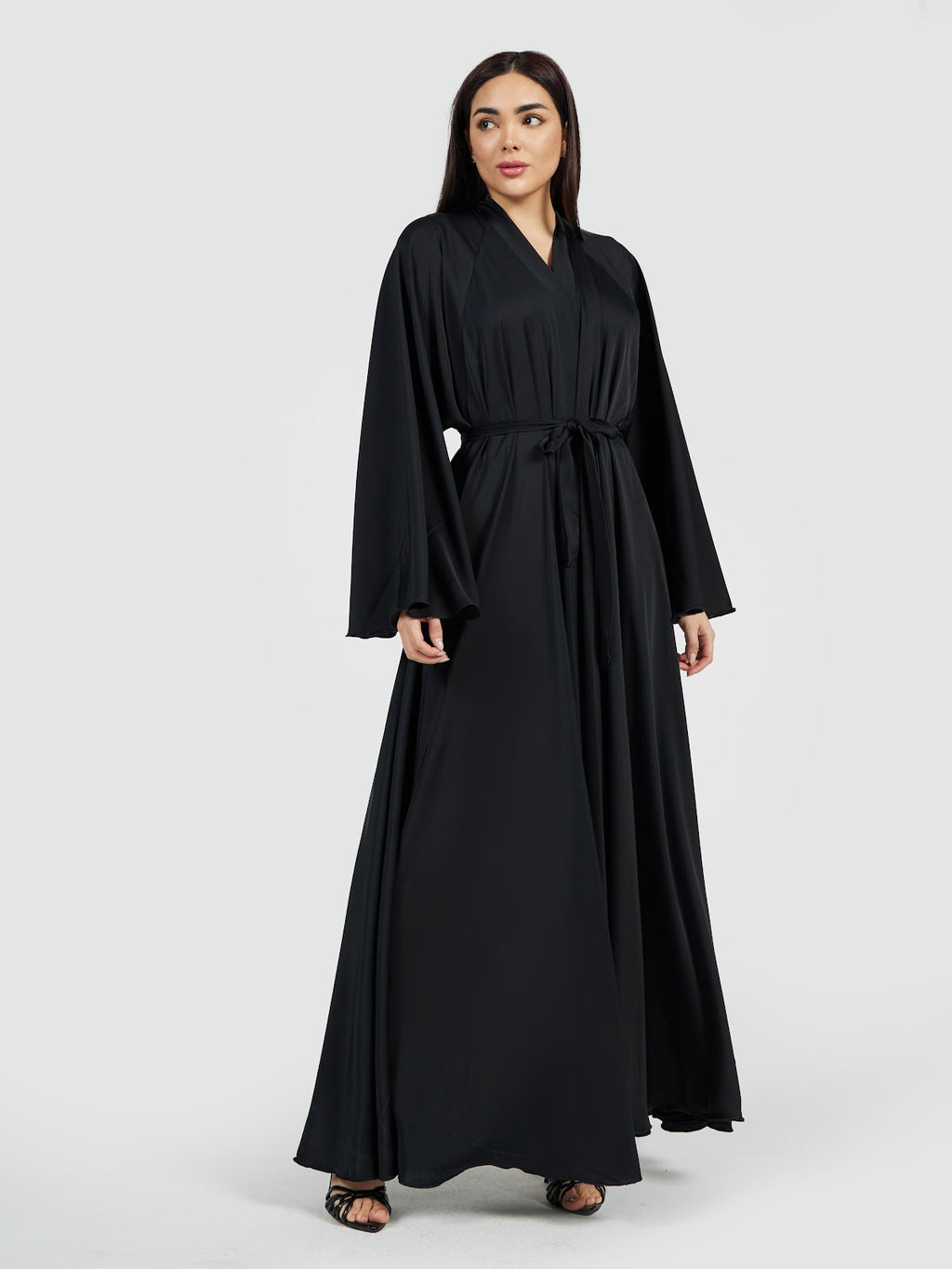Classic Black Satin Silk Abaya - Essential Modest Formal Outerwear