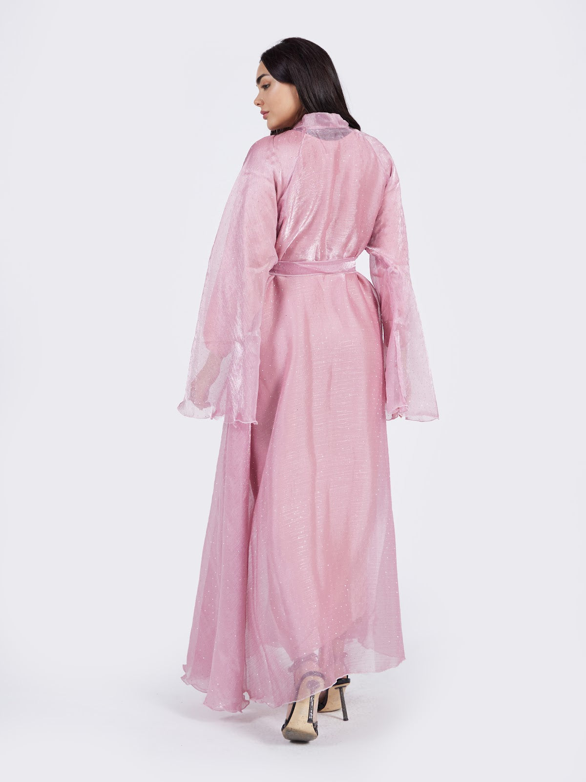 Rose Pink Metallic Shimmer Party Wear Abaya