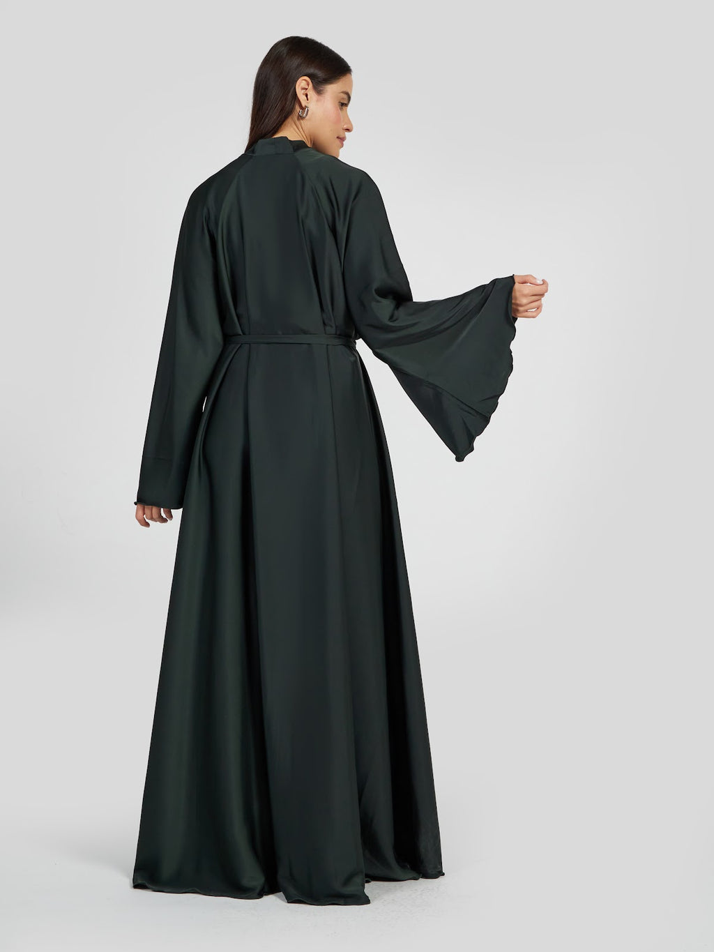 Luxury Forest Green Satin Silk Abaya - Minimalist Elegant Modest Gown