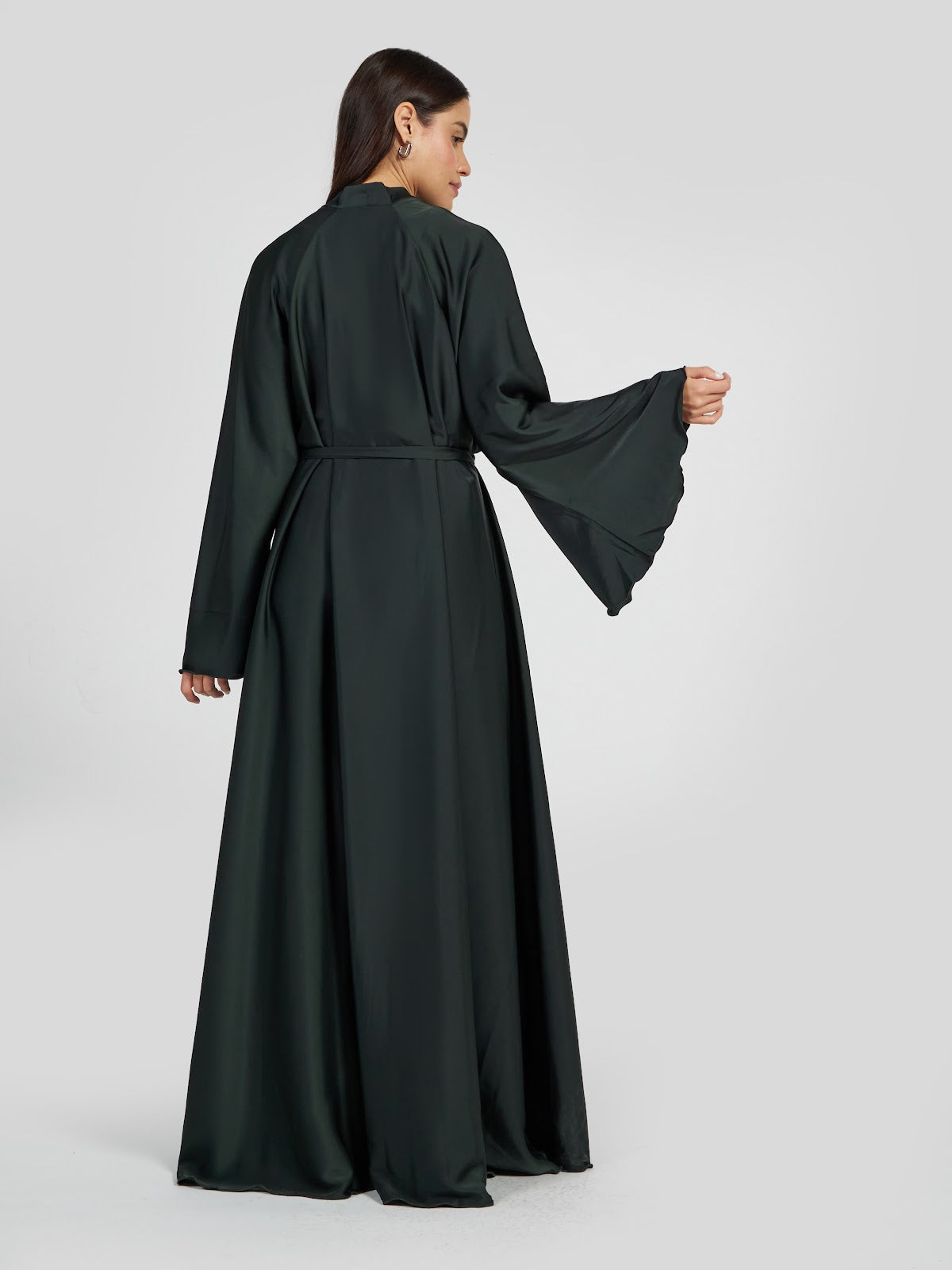 Luxury Forest Green Satin Silk Abaya - Minimalist Elegant Modest Gown