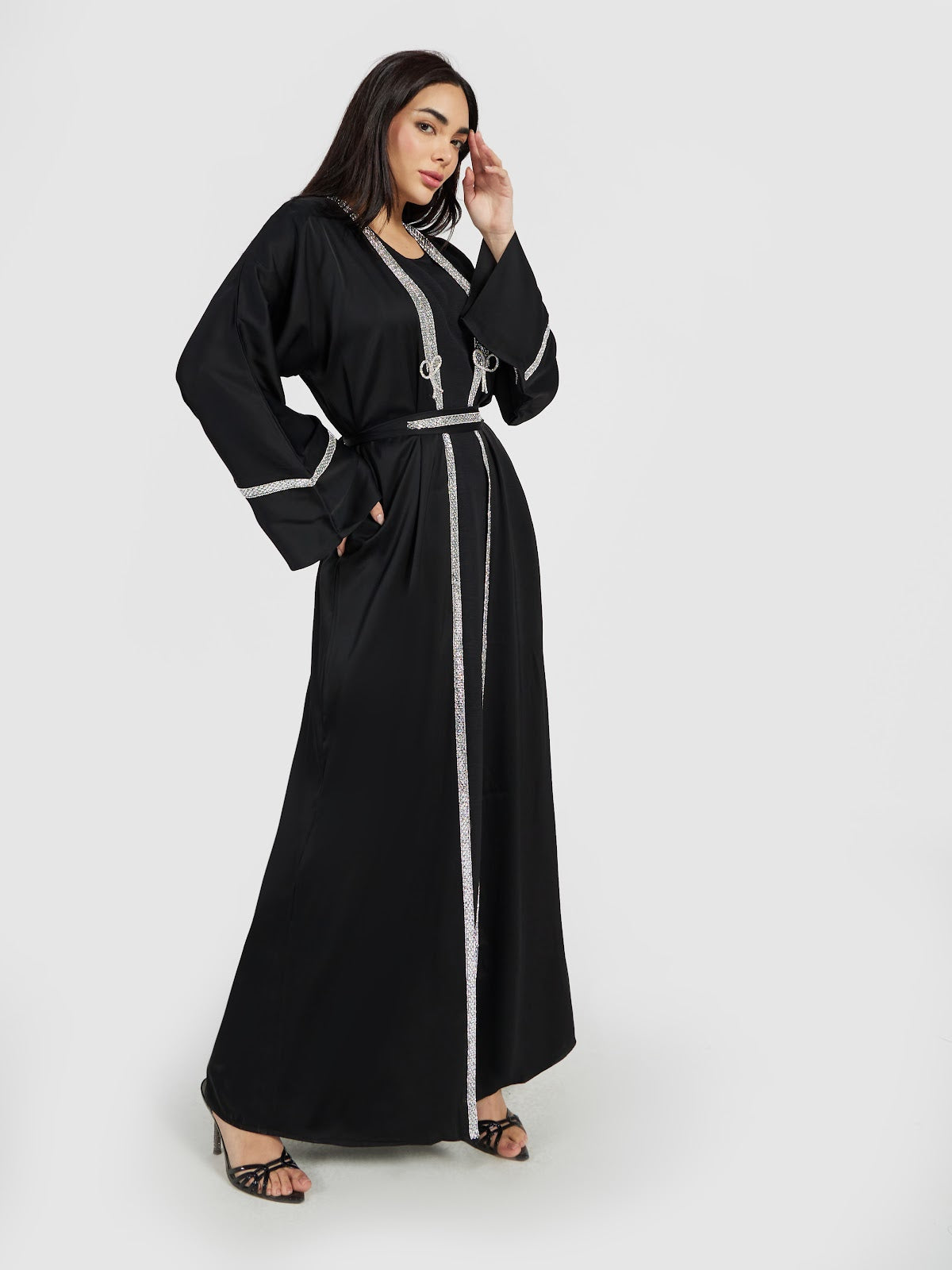 Black Crystal-Border Luxury Abaya Set