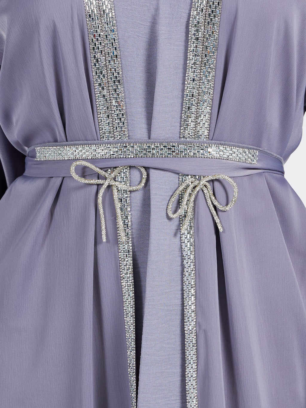 Dusty Lilac Crystal-Trimmed Abaya Set