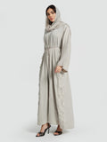Light Beige Cut-Work Floral Abaya - Contemporary Modest Outerwear