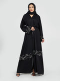 Black Luxury Abaya with Crystal Border Detail