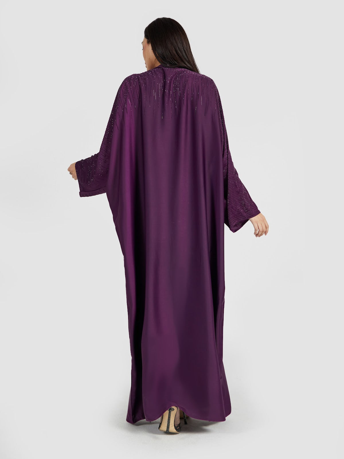 Royal Purple Embellished Kaftan Abaya - Luxury Festive Modest Gown