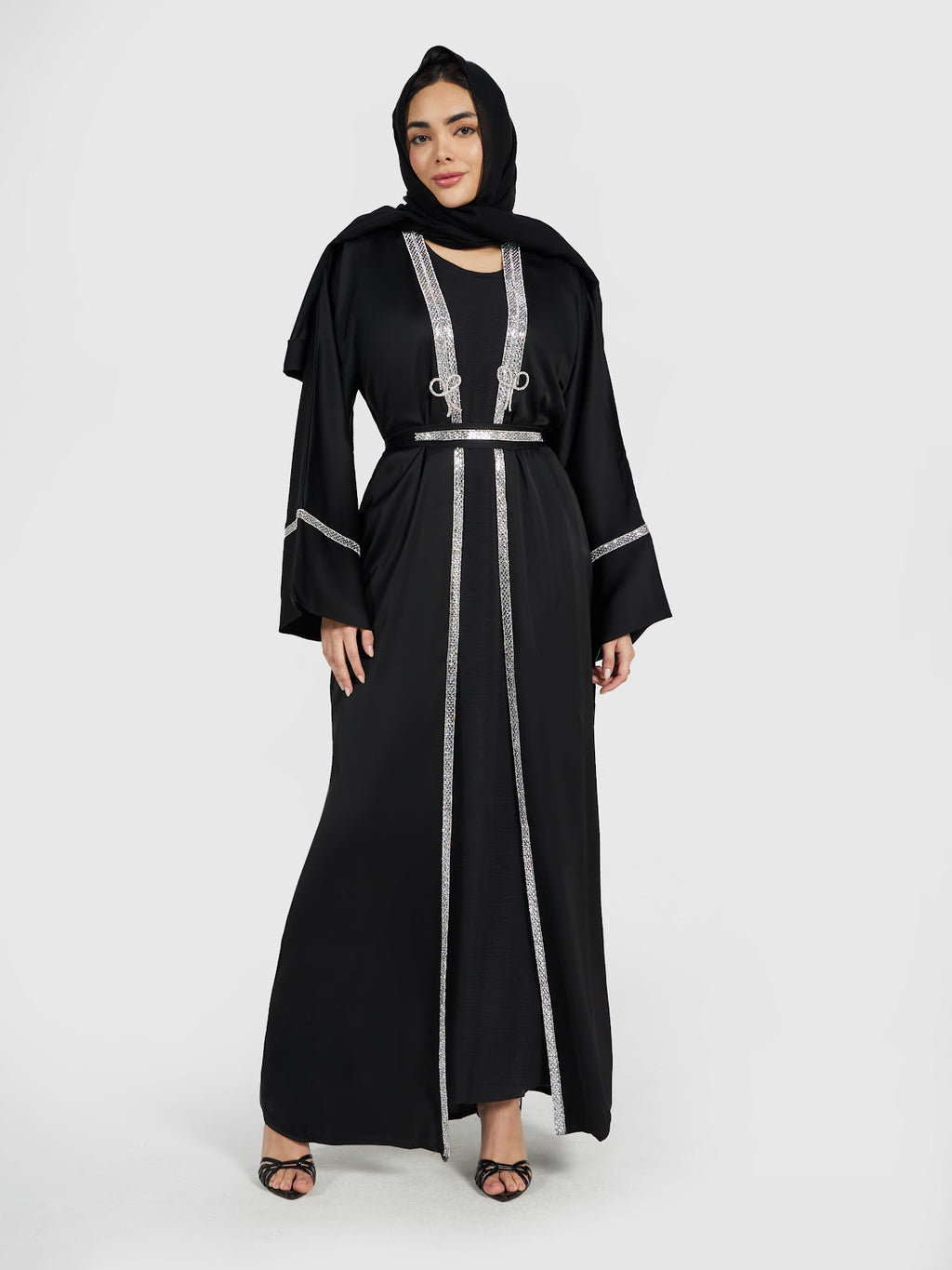 Black Crystal-Border Luxury Abaya Set