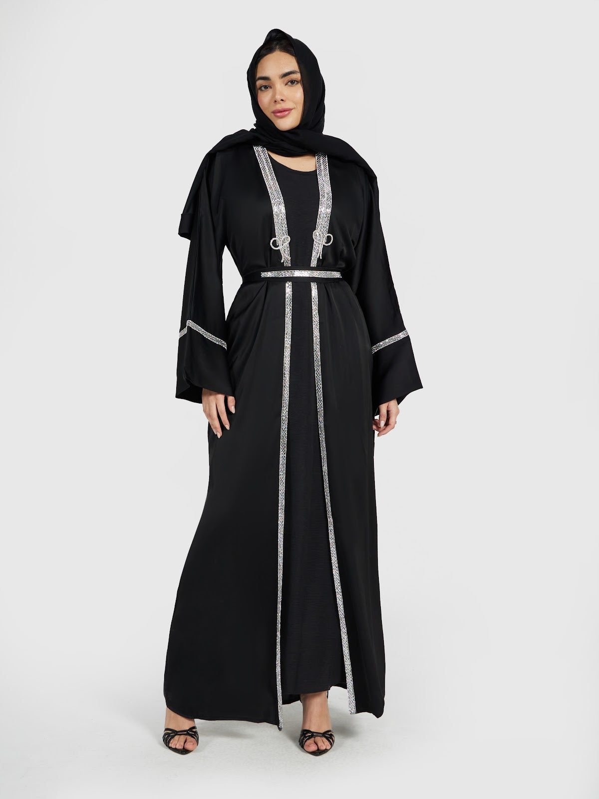 Black Crystal-Border Luxury Abaya Set